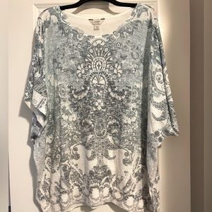 Lightweight paisley short sleeve sweater 2X